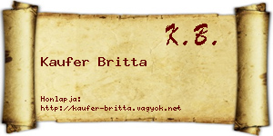Kaufer Britta névjegykártya